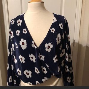 ASTR Floral Drape Front Blouse